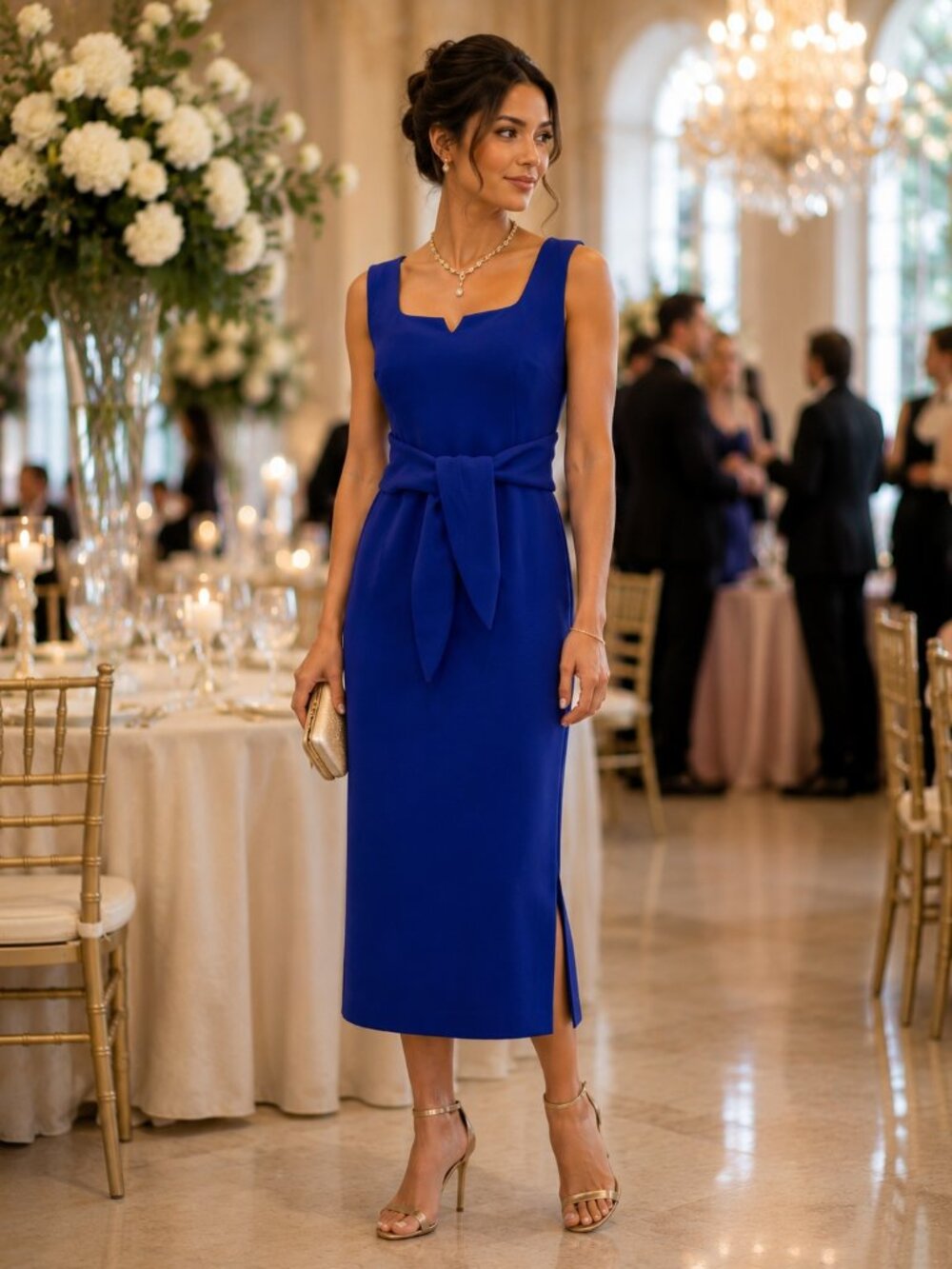NWT Adrianna Papell Royal Blue Wedding Guest Sheath Dress Sz 4 | Fits 6